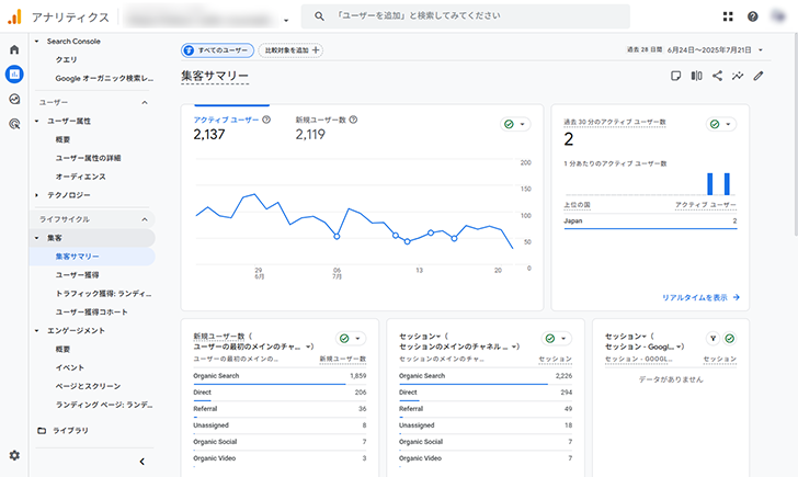 Googleアナリティクスデモ画面　キャプチャ
